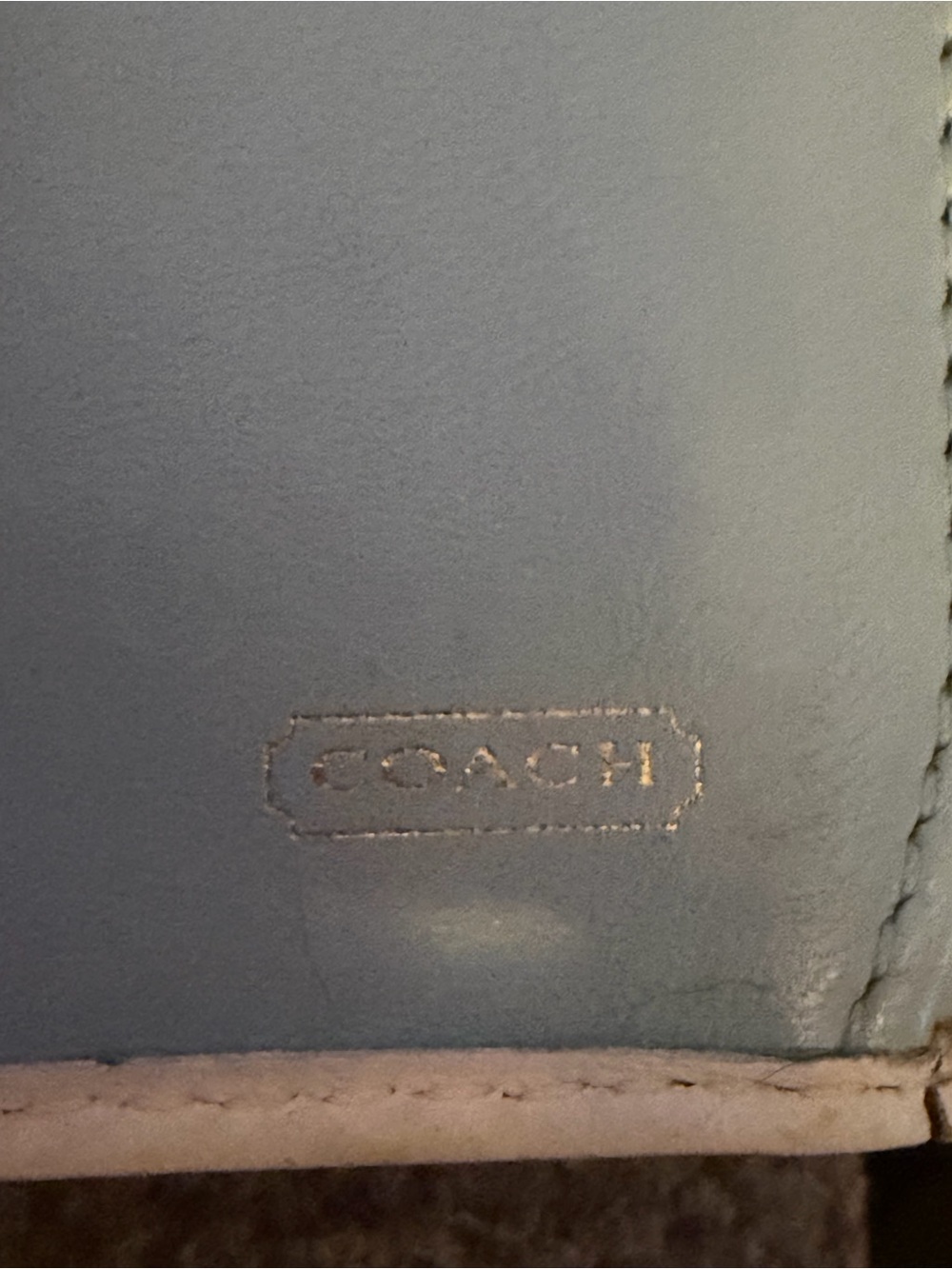 Coach Bleecker Tattersall Signature Canvas Buckle Wallet Blue White EUC - Picture 8 of 15